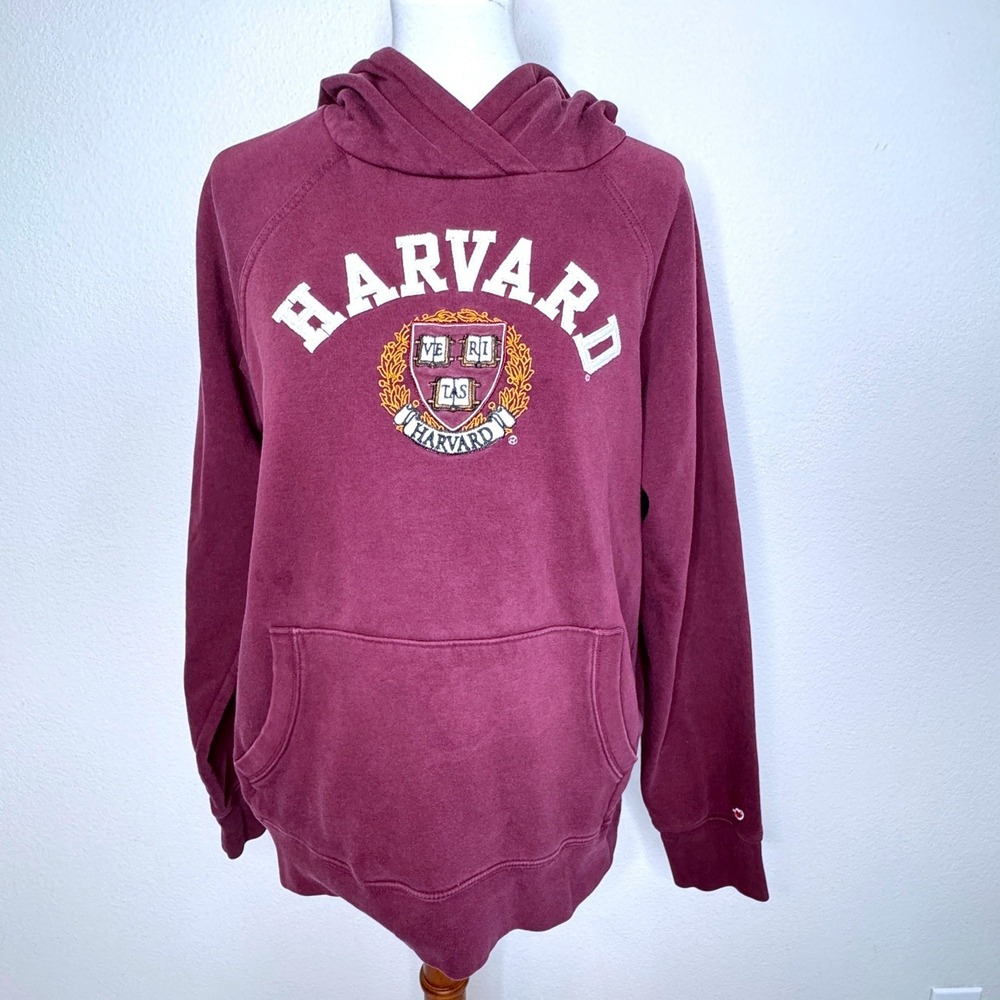 HARVARD UNIVERSITY Womens Hoodie League XL Crimson Red Embroidered College
